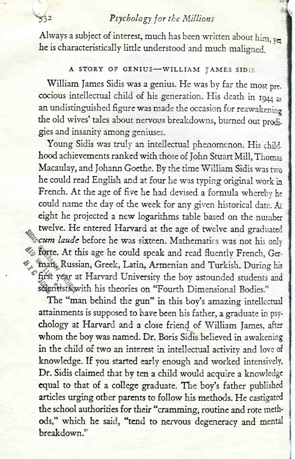 William James Sidis Biography - American child prodigy (1898–1944)